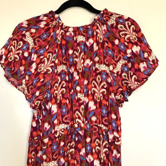Anthropologie Red and Purple Patterned Dress - Picture 6 of 8